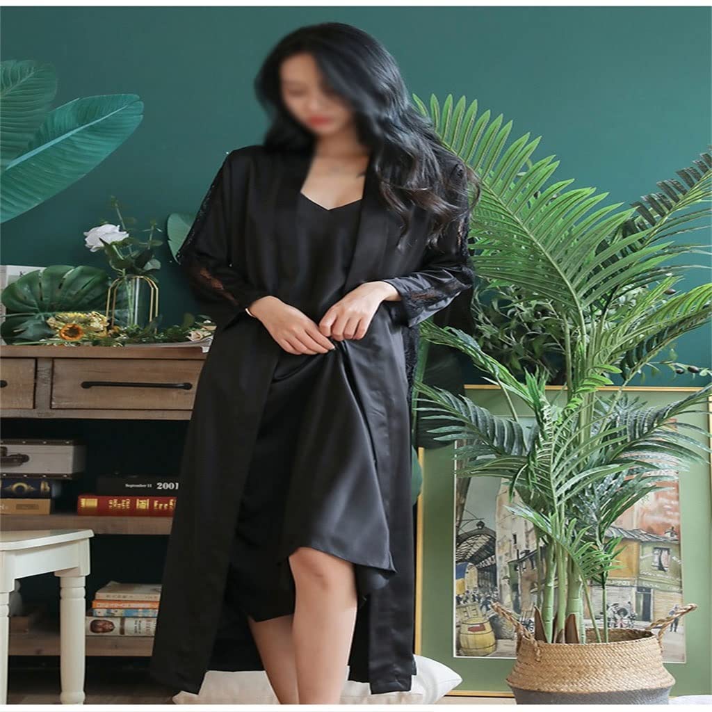Sexy Lace Women's Nightgown Set - Comfortable Kimono Robe & Loose Sleepwear for Women, Intimate Home Wear (Color: A, Size: L) - Perfect for Relaxing at Home, Lounging, and Romantic Evenings
