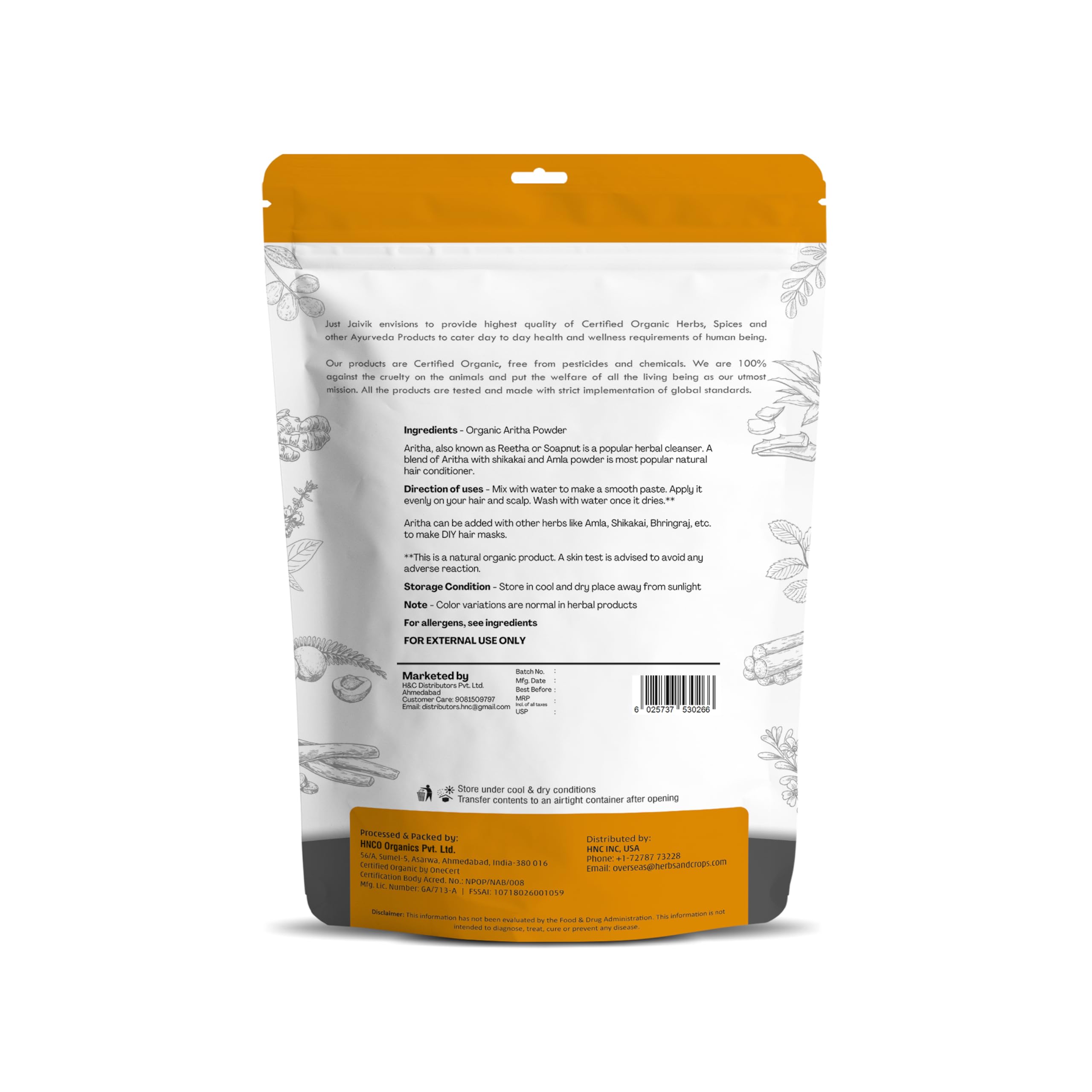 100% Organic Certified Aritha Powder (Soap Nut Powder) 227g / 0.5 LB / 8oz - Natural Hair Cleanser & Conditioner for Shiny, Healthy Hair - Perfect for DIY Shampoo, Hair Masks & Eco-Friendly Cleaning