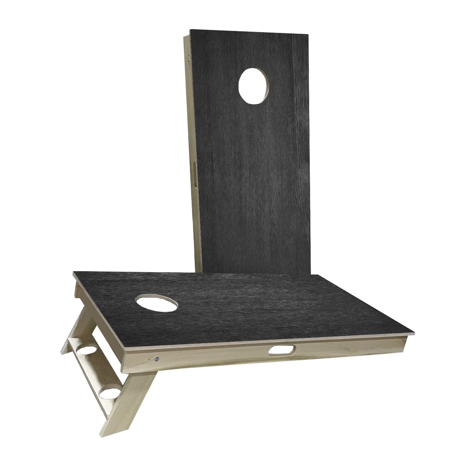 Skip's Garage Dark Gray Wood Grain Cornhole Board Set - 2 Boards & 8 Bags Included - Regulation Size for Outdoor Games, Tailgating, Backyard BBQs, and Parties - Choose Your Size and Accessories