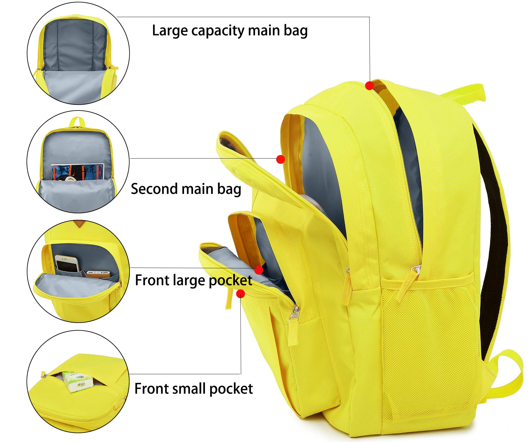 abshoo Classic Water Resistant Travel Backpack for School - Durable Bookbag for College Students, Commuting & Outdoor Adventures