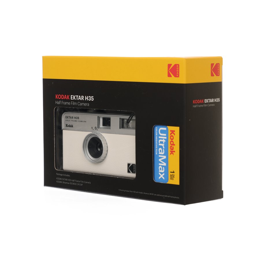 KODAK EKTAR H35 Half Frame Film Camera - Reusable 35mm Film Camera with Built-in Flash (Off-White) | Perfect for Travel, Street Photography & Vintage Style Shots
