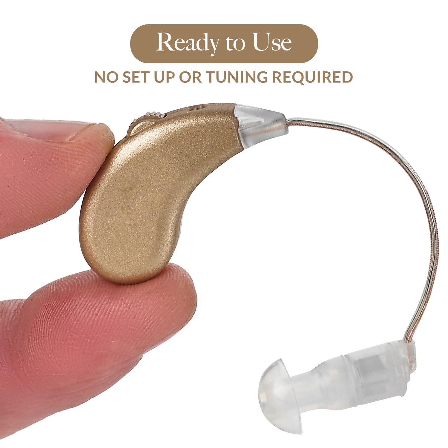 Digital Hearing Amplifiers (2-Pairs) - Rechargeable BTE Personal Sound Enhancer with USB Charging Dock - Premium Gold Behind-The-Ear Hearing Aid - Ideal for TV Watching, Conversations & Outdoor Activities - MEDca Certified