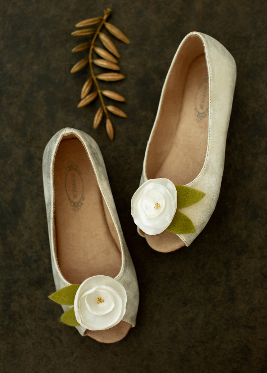 Charlotte Flower Girl Flat Shoes in Ivory - Comfortable & Elegant for Weddings, Parties & Special Occasions