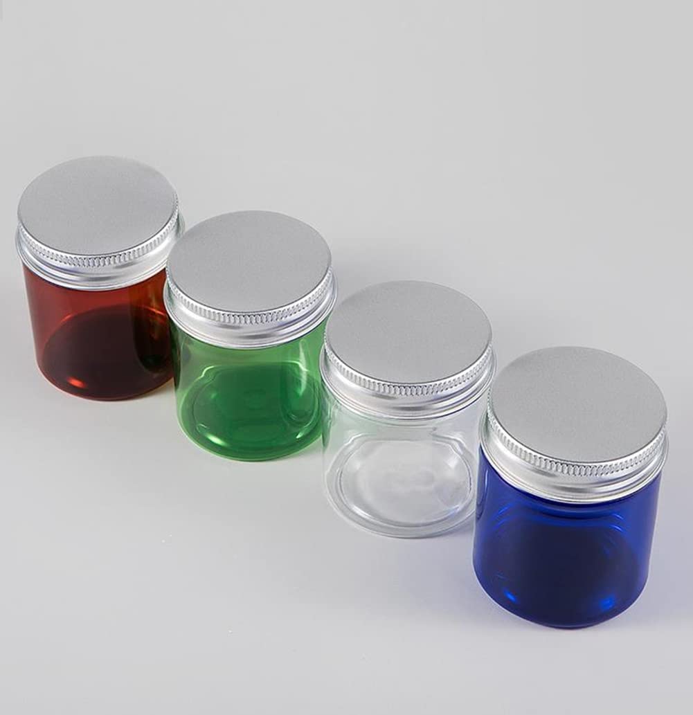 6-Pack Empty Round Jars with Aluminum Lids - 2oz Green Refillable Plastic Cosmetic Containers for Creams, Lotions & Solid Beauty Products | Travel-Size Storage for DIY Crafts, Makeup, Skincare & Home Organization