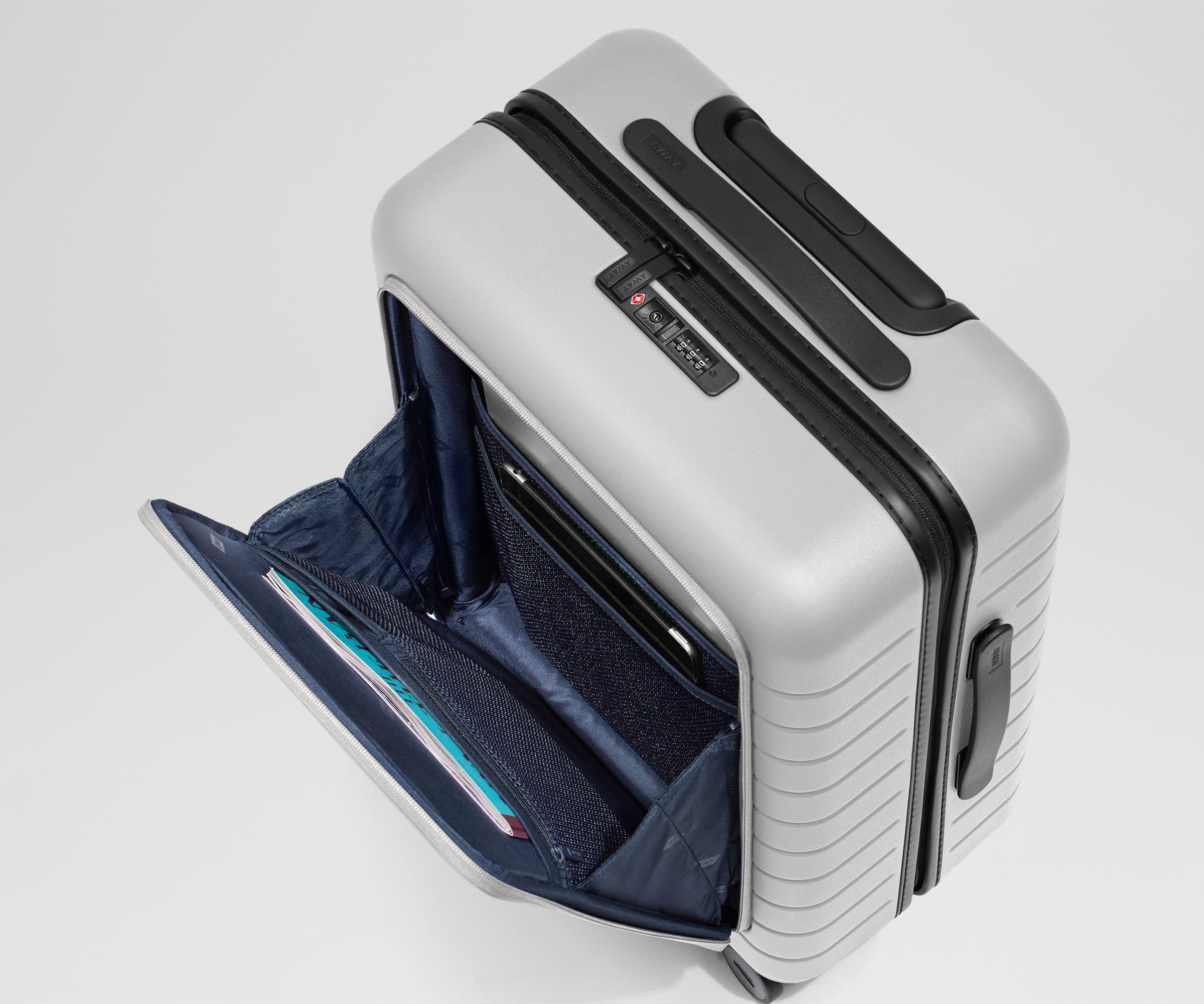 Premium The Executive Carry On Luggage in Cloud Gray - Lightweight & Durable Suitcase for Business Travel & Weekend Getaways