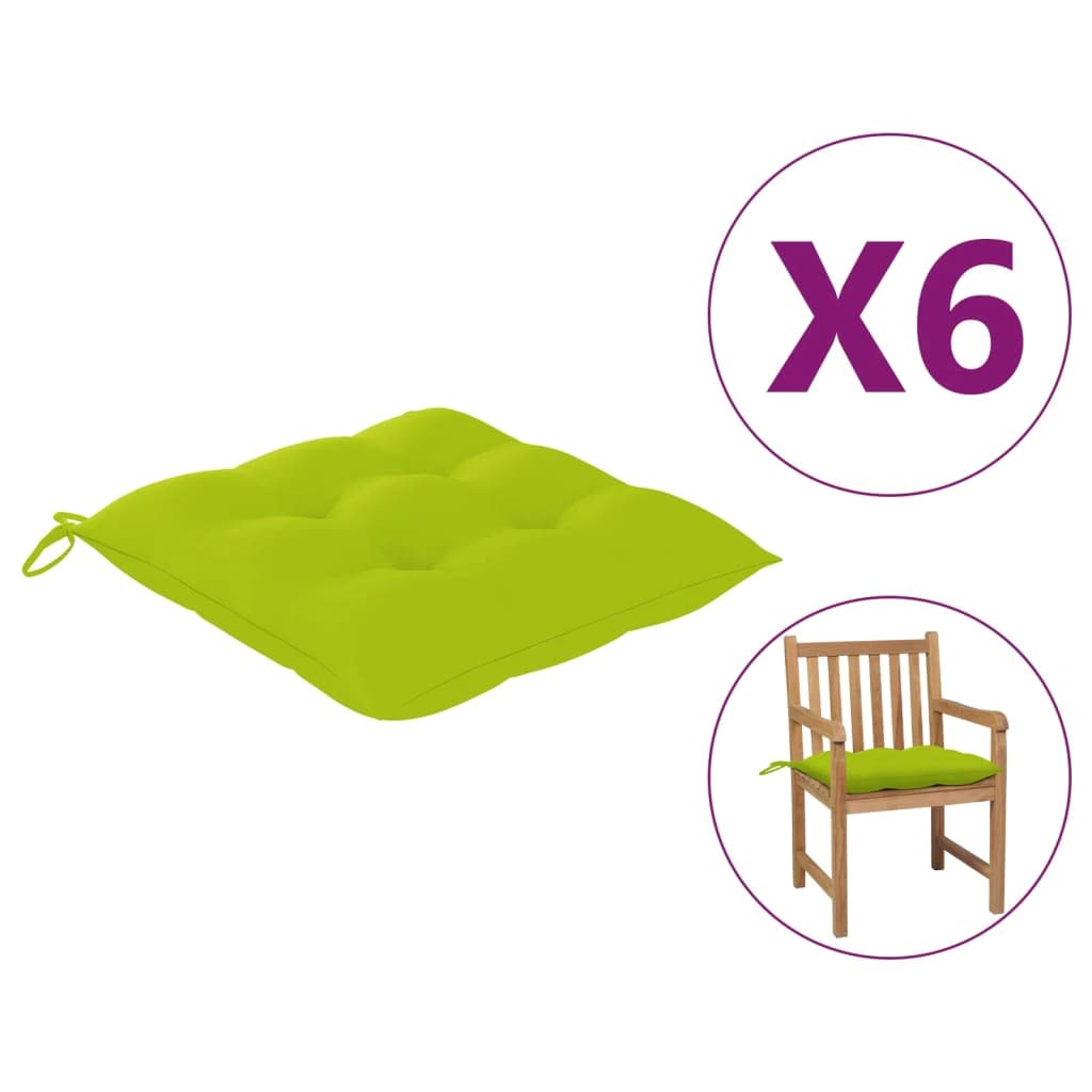 6-Piece Bright Green Outdoor Chair Cushions Set - 19.7