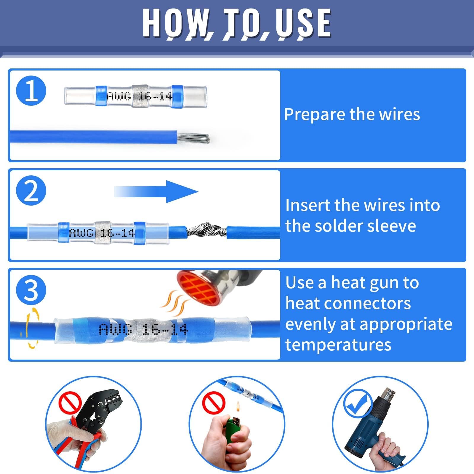 210pcs Heat Shrink Wire Connectors Kit - 135pcs Crimp Butt Connectors & 75pcs Solder Seal Connectors (26-10GA) | Waterproof Electrical Connectors for Automotive, Marine & Home Wiring Repairs