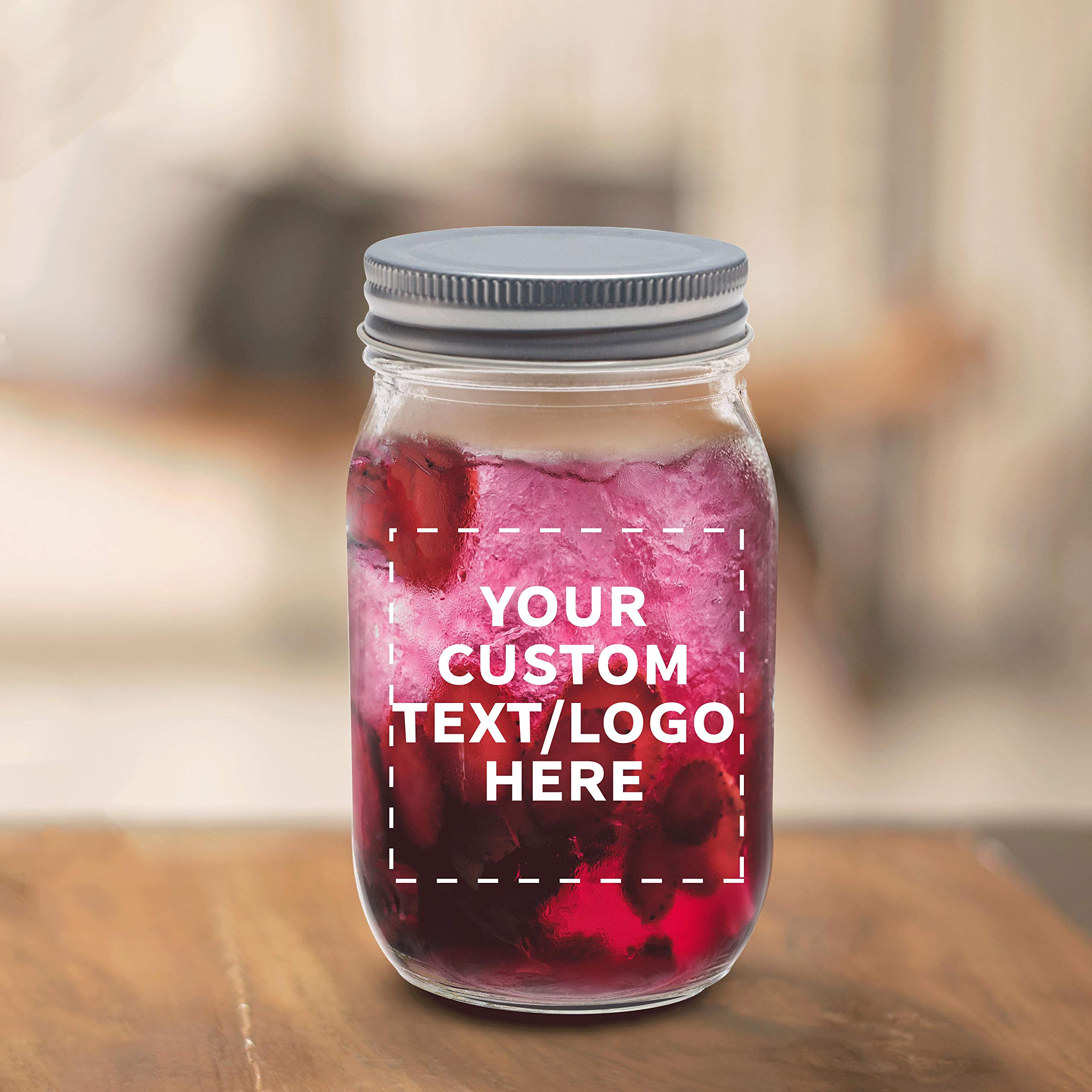 50 Pack 16 oz Custom Mason Jars with Lids - Bulk Personalized Glass Jars for Overnight Oats, Candies, Pickles, Spices & Beverages - Perfect for Meal Prep, Party Favors, DIY Gifts & Home Storage (Black)