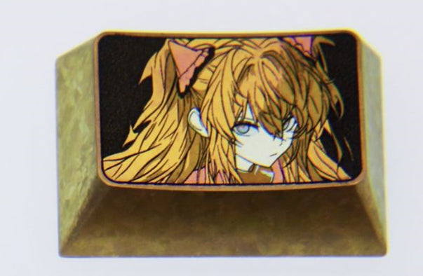 Custom Anime Asuka EVA Titanium Alloy Keycap Set - Personalized TAB, CAPS, SHIFT Keycaps for Mechanical Keyboards | Perfect for Gaming, Typing & Anime Fan Collections