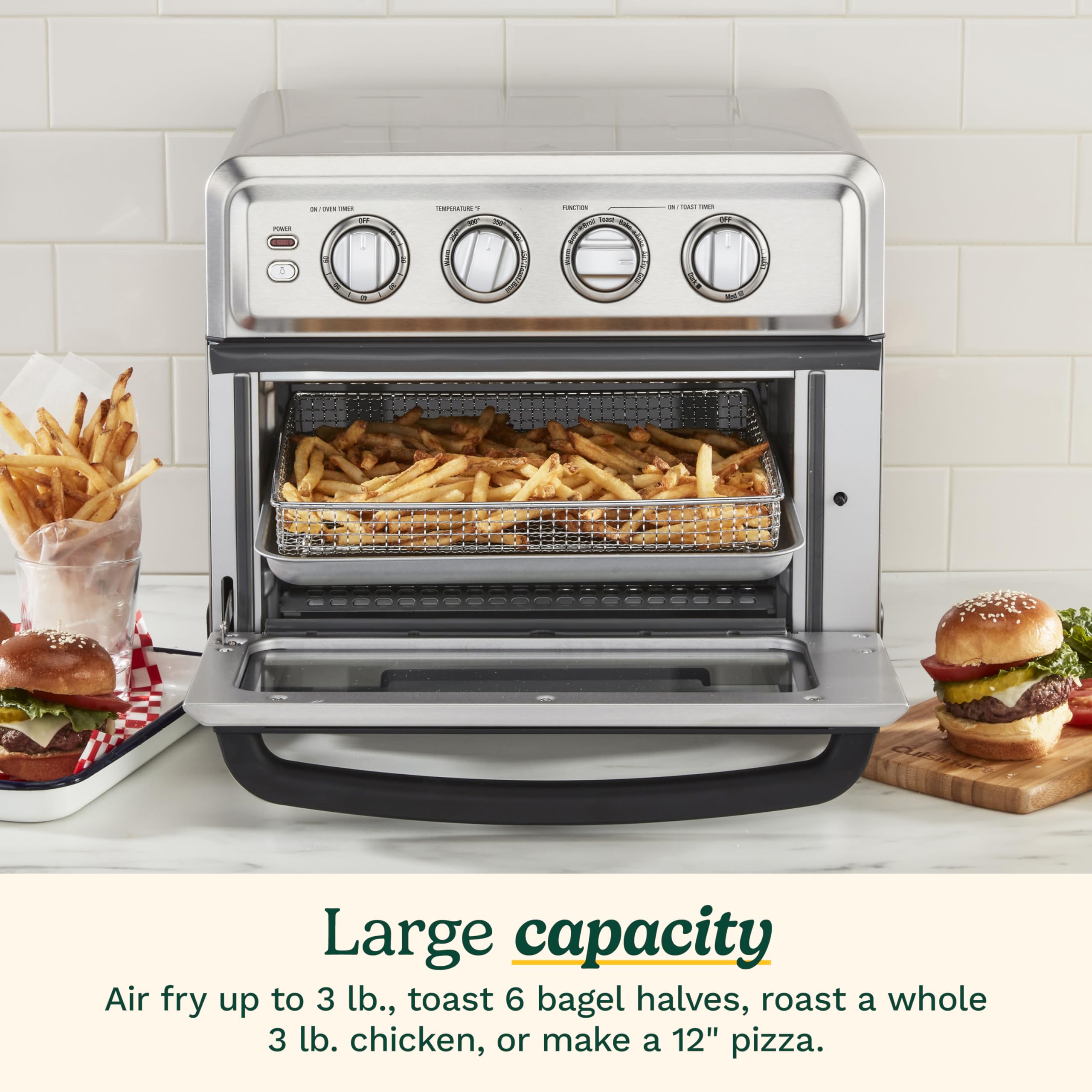 Cuisinart TOA-70BKS 8-in-1 Air Fryer Toaster Oven Combo with Convection Bake, Grill, Broil & Keep Warm Functions - Black Stainless Steel Countertop Oven for Healthy Cooking, Baking & Meal Prep