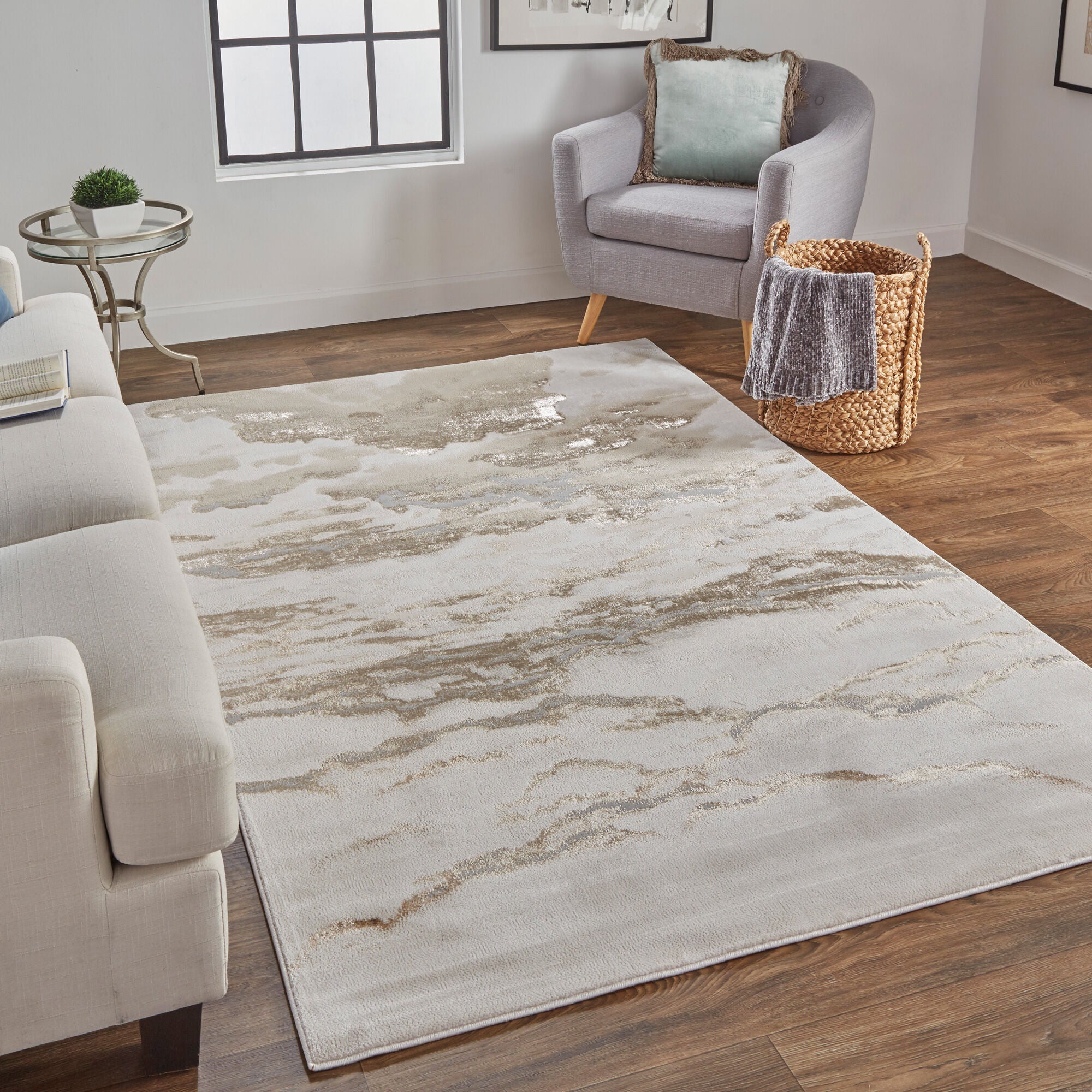 Luxury Aura Beige Area Rug - Soft & Plush Living Room Carpet for Home Decor - Perfect for Bedroom, Office, or Nursery