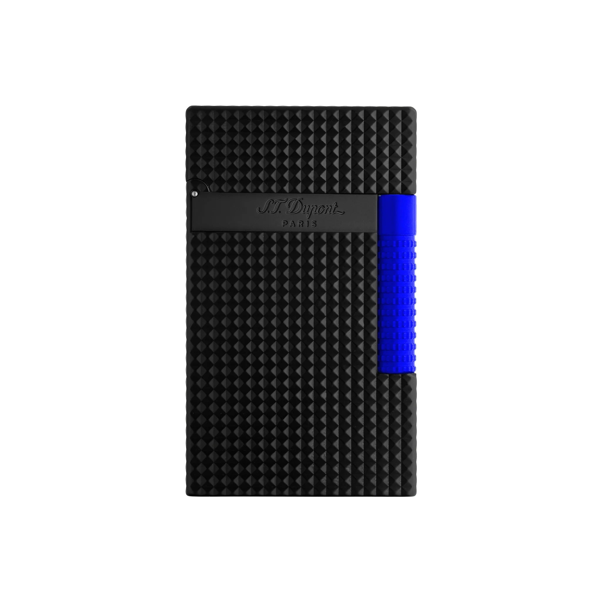 S.T. Dupont Fluo Black & Blue Line 2 Le Grand Cling Flint Lighter - Premium Butane Lighter for Cigars, Cigarettes & Outdoor Use - Luxury Gift for Men & Collectors