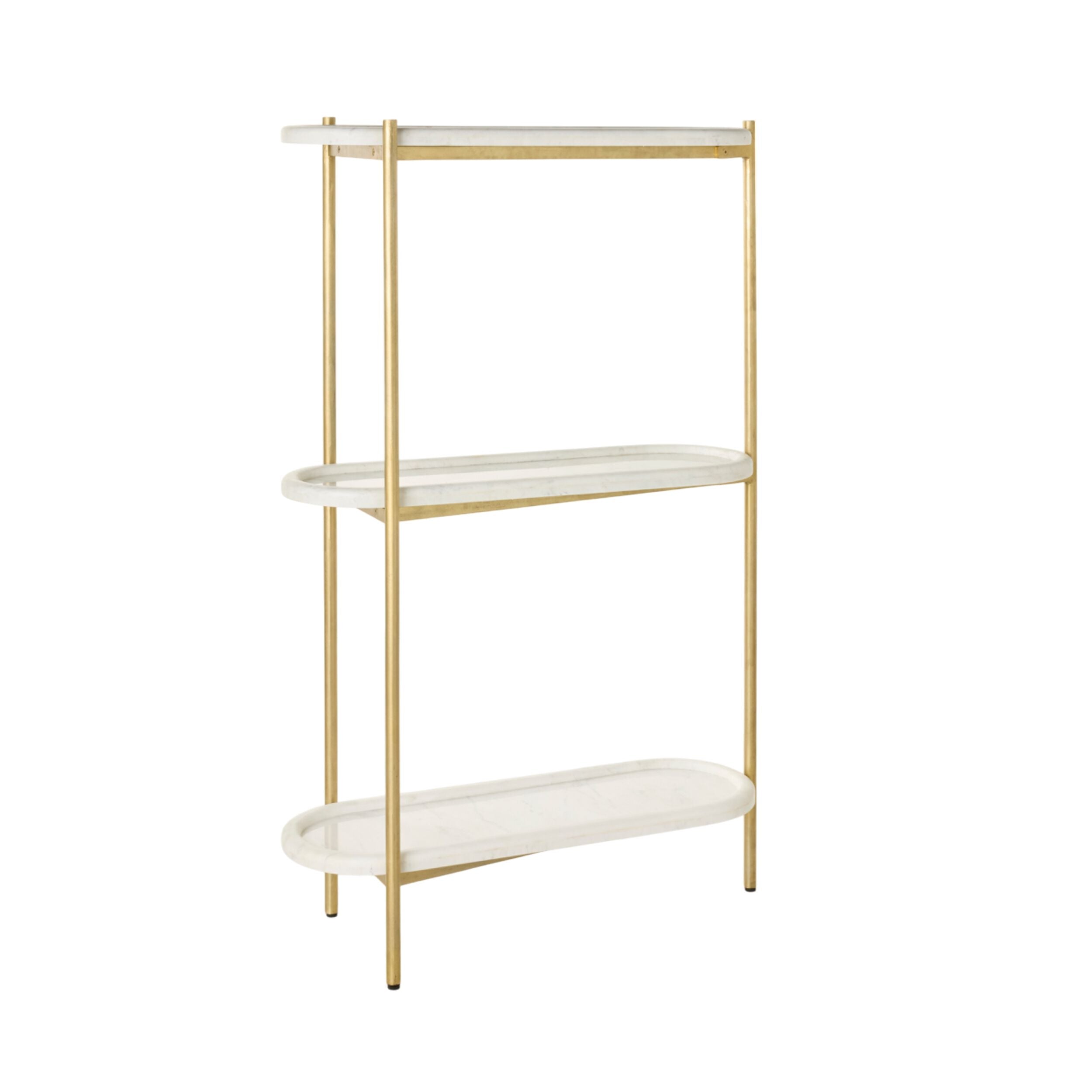 3-Tier Oval Marble Shelf - Modern Floating Shelves for Living Room, Bathroom & Kitchen Decor - Durable White Marble Storage Display Rack for Home Organization