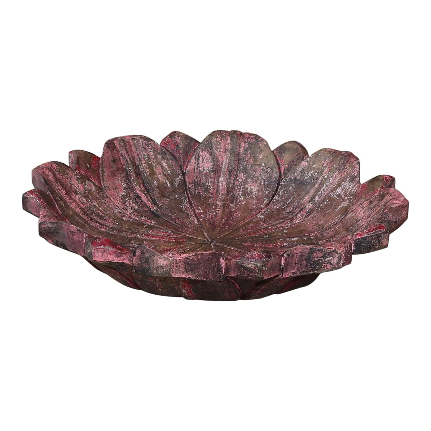 Vintage Hand Carved Lotus Decorative Bowl - Exquisite Home Decor for Living Room, Dining Table & Shelf Display
