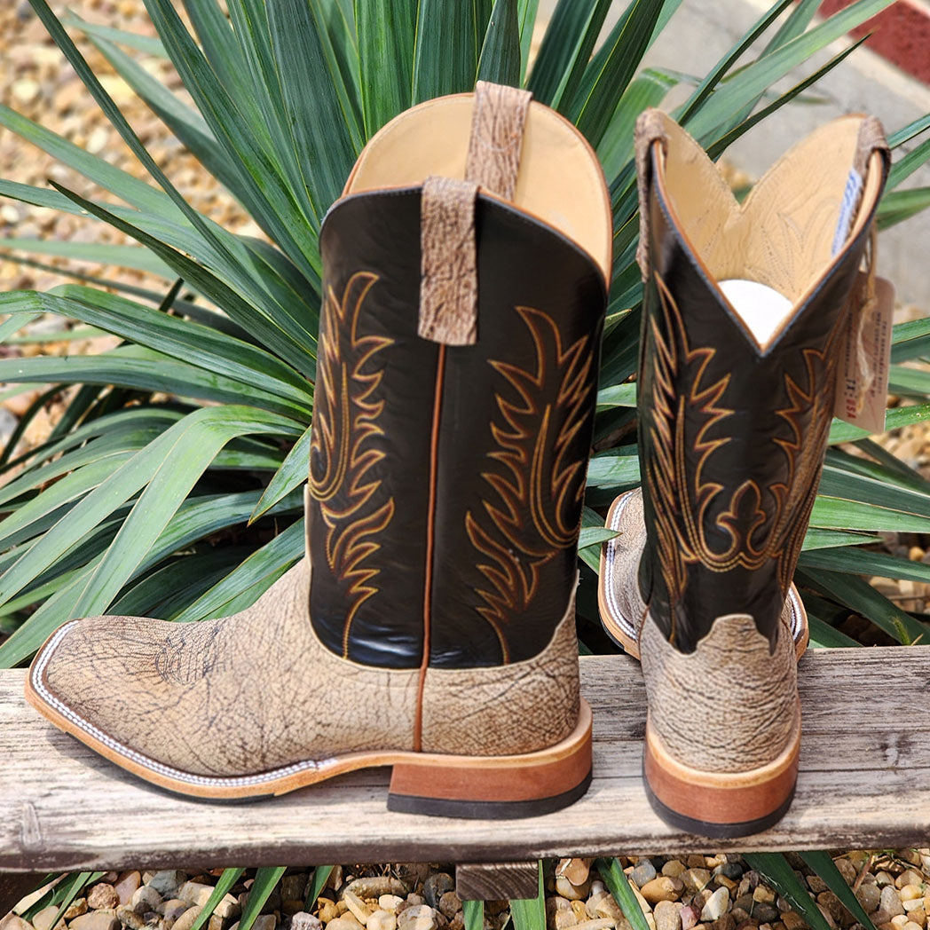 Anderson Bean Men's Wheatsheaf Old English Poseidon Square Toe Cowboy Boots - Western Style Leather Work Boots for Rodeo, Ranch & Outdoor Activities