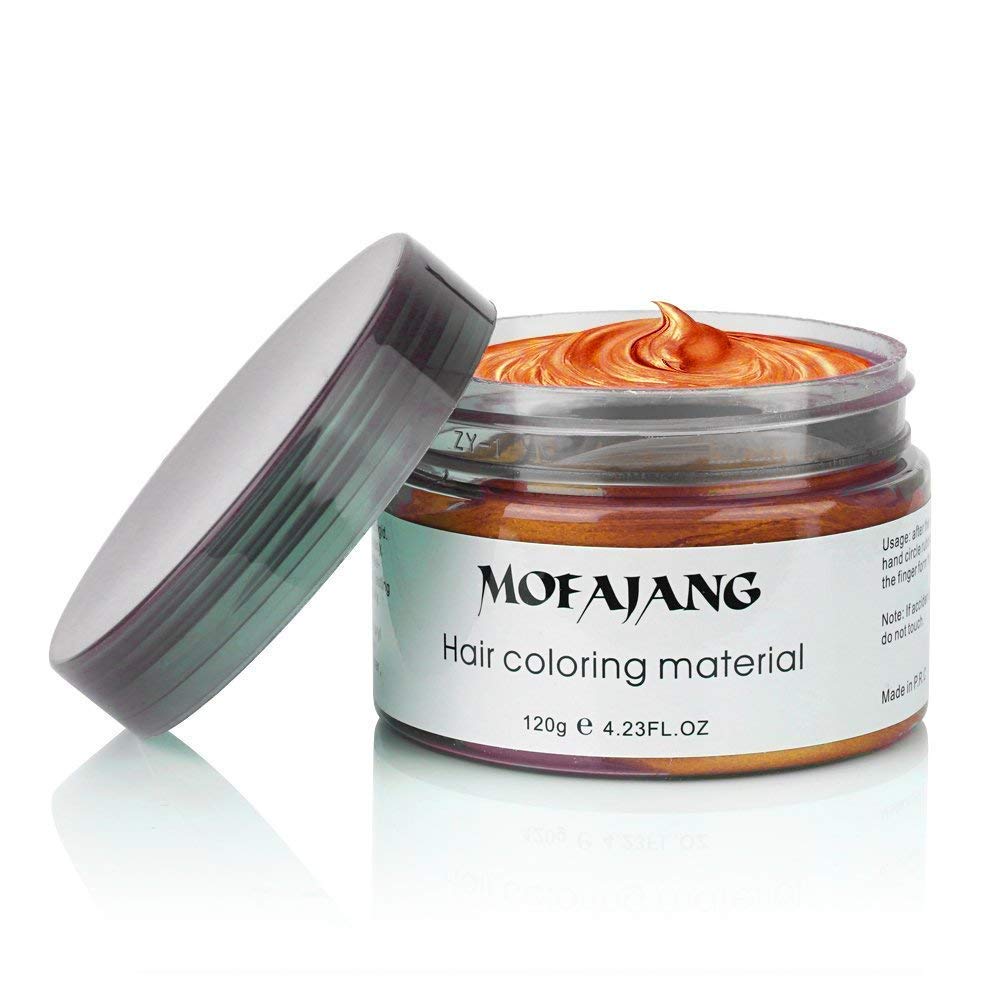 MOFAJANG Unisex Hair Wax Color Dye Styling Cream - Temporary Washable Hair Pomade for Natural Hairstyles & Cosplay (Orange) - Perfect for Parties, Halloween & Costume Events