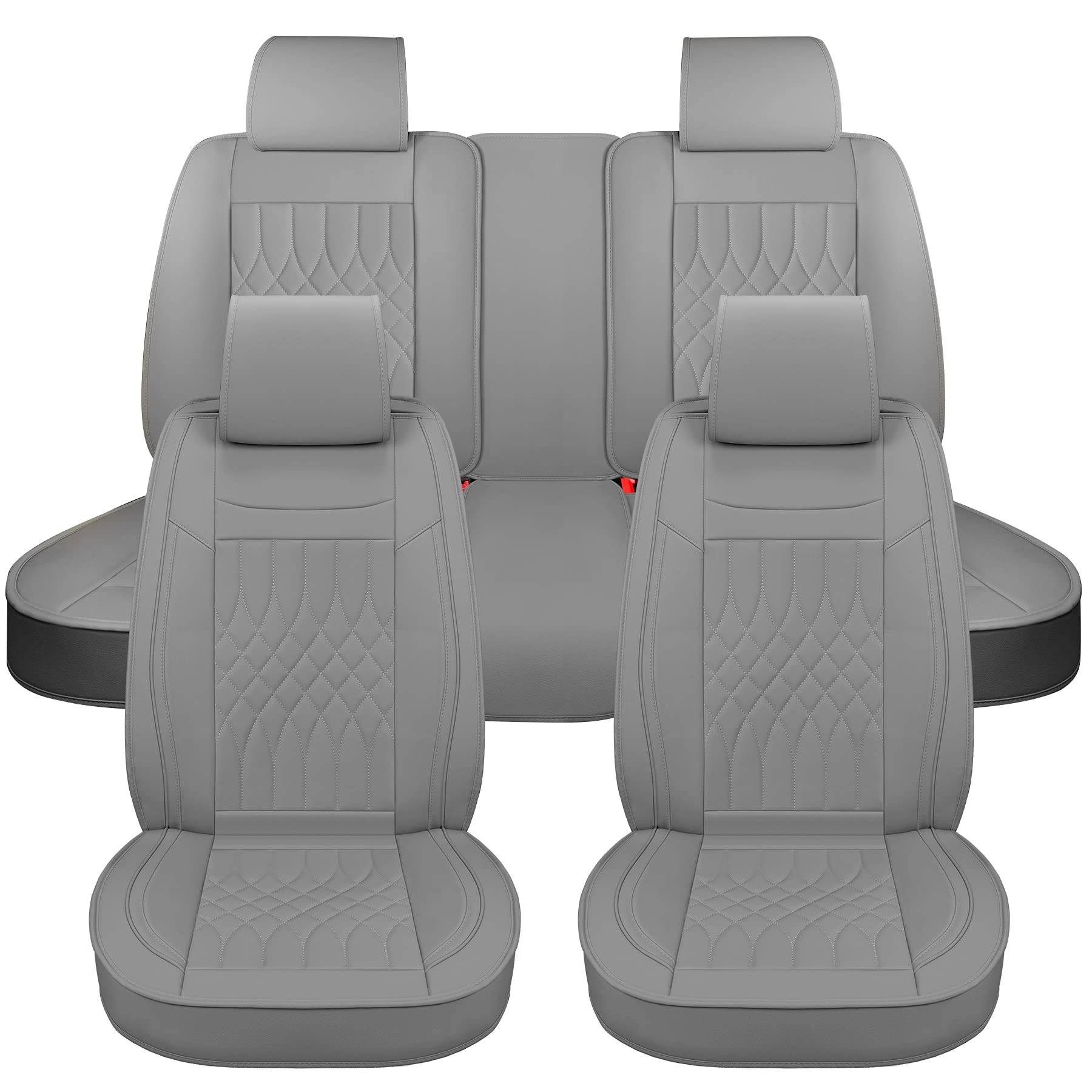 Premium Universal 5-Piece Leather Car Seat Covers Set - Waterproof Leatherette Auto Seat Protectors for SUV, Sedan, Pickup Trucks (Fits Honda, Ford, Toyota) | Durable & Stylish Interior Upgrade for Road Trips & Daily Commute