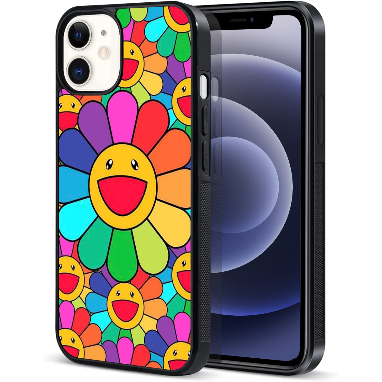 UNNKINE Cute Flower Case for iPhone 12 Pro Max - Floral Design Soft TPU & Hard Back Cover - Shockproof Anti-Scratch Protective Phone Case for Women & Girls - Perfect for Everyday Use, Work, and Travel (Rainbow Color)