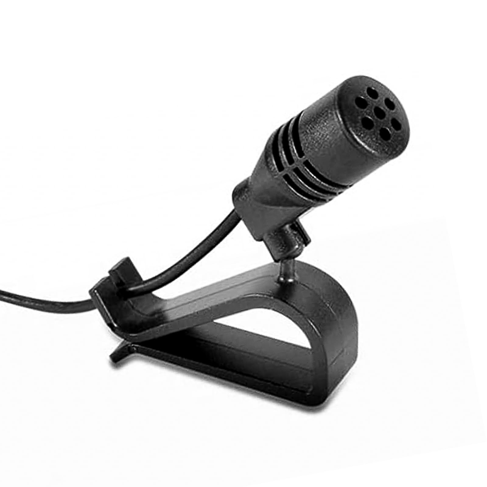 Universal Car Stereo Microphone with 3.5mm AUX Interface - Compatible with Most Car Models for Bluetooth Head Units, GPS, DVD & Radio Systems - Includes Clip Mount & Adhesive Options for Hands-Free Calling & Voice Commands While Driving