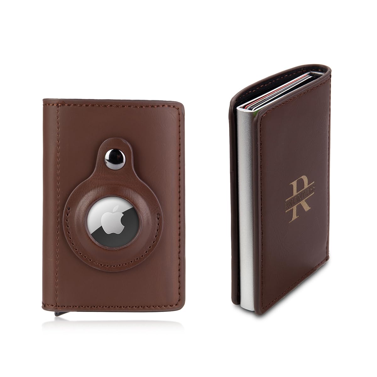 Nobelook Personalized Airtag Wallet for Men - Custom Monogram RFID Blocking Leather Wallet with Money Clip & AirTag Holder - Slim Minimalist Card Holder Wallet for Father, Boyfriend, Husband - Perfect for Travel, Business & Everyday Use (Brown)