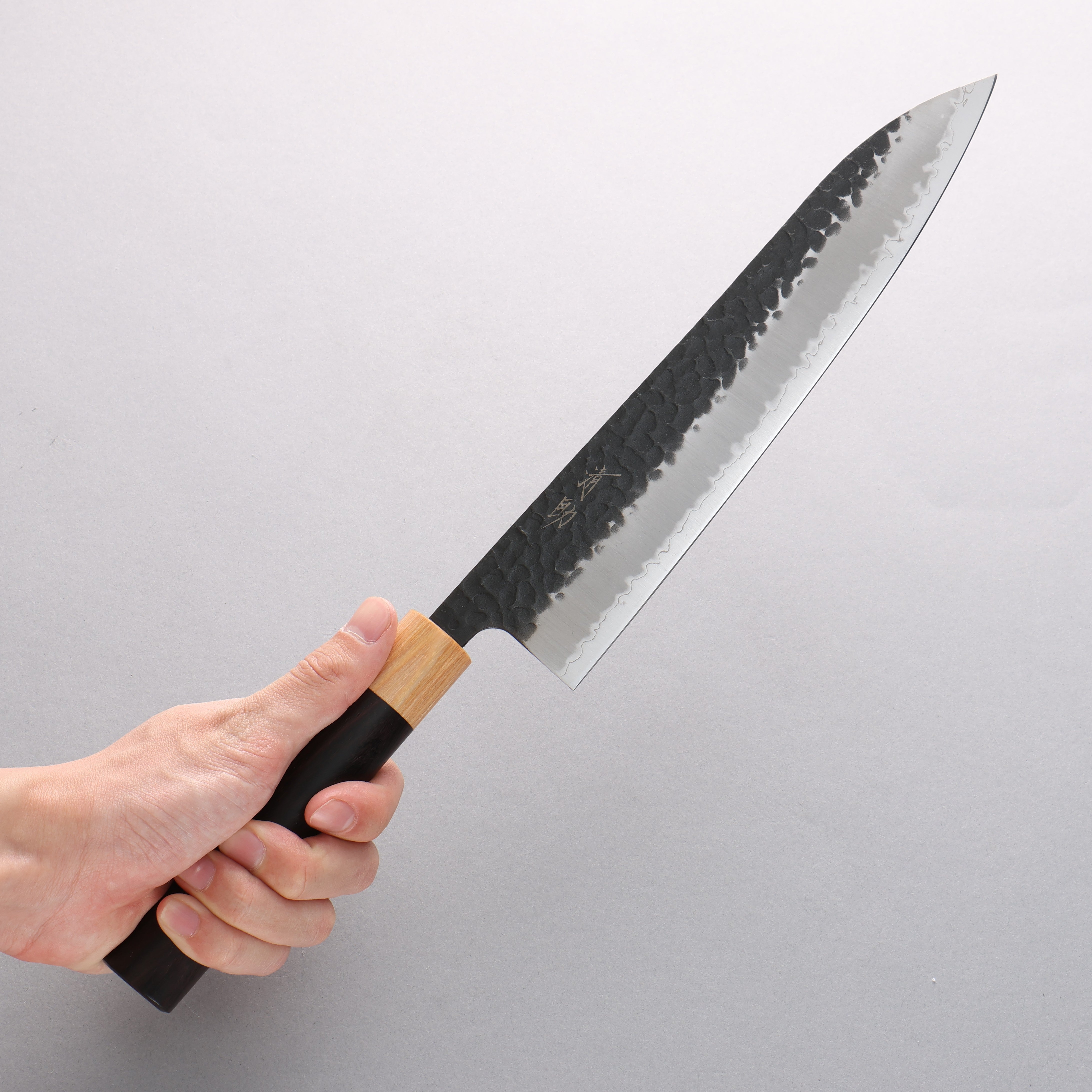 Premium Seisuke Shitan Blue Super Hammered Kurouchi Gyuto 240mm Japanese Chef Knife with Exotic Shitan Handle - Perfect for Sushi, Sashimi & Meat Cutting