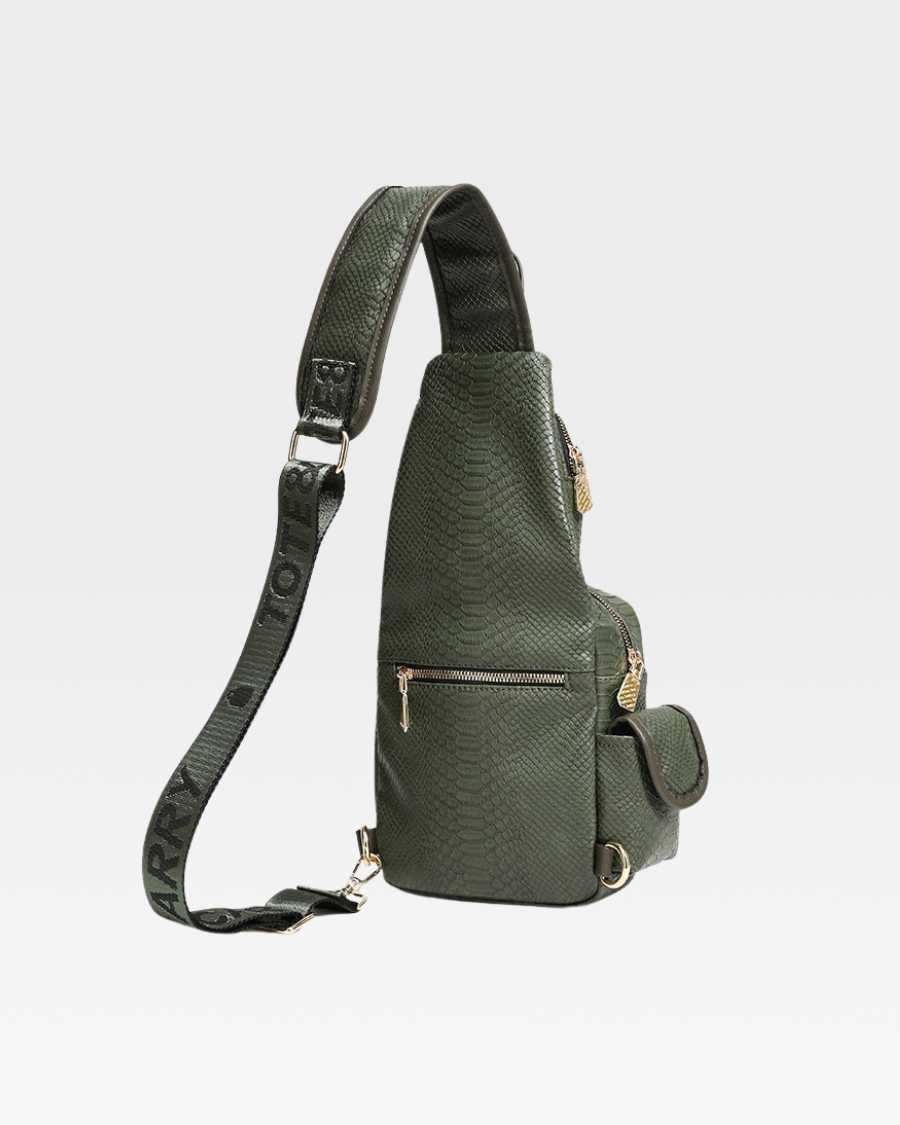 Apollo 1 Tear Drop Crossbody Bag for Women - Olive Green Leather Shoulder Purse - Perfect for Travel, Shopping & Everyday Use