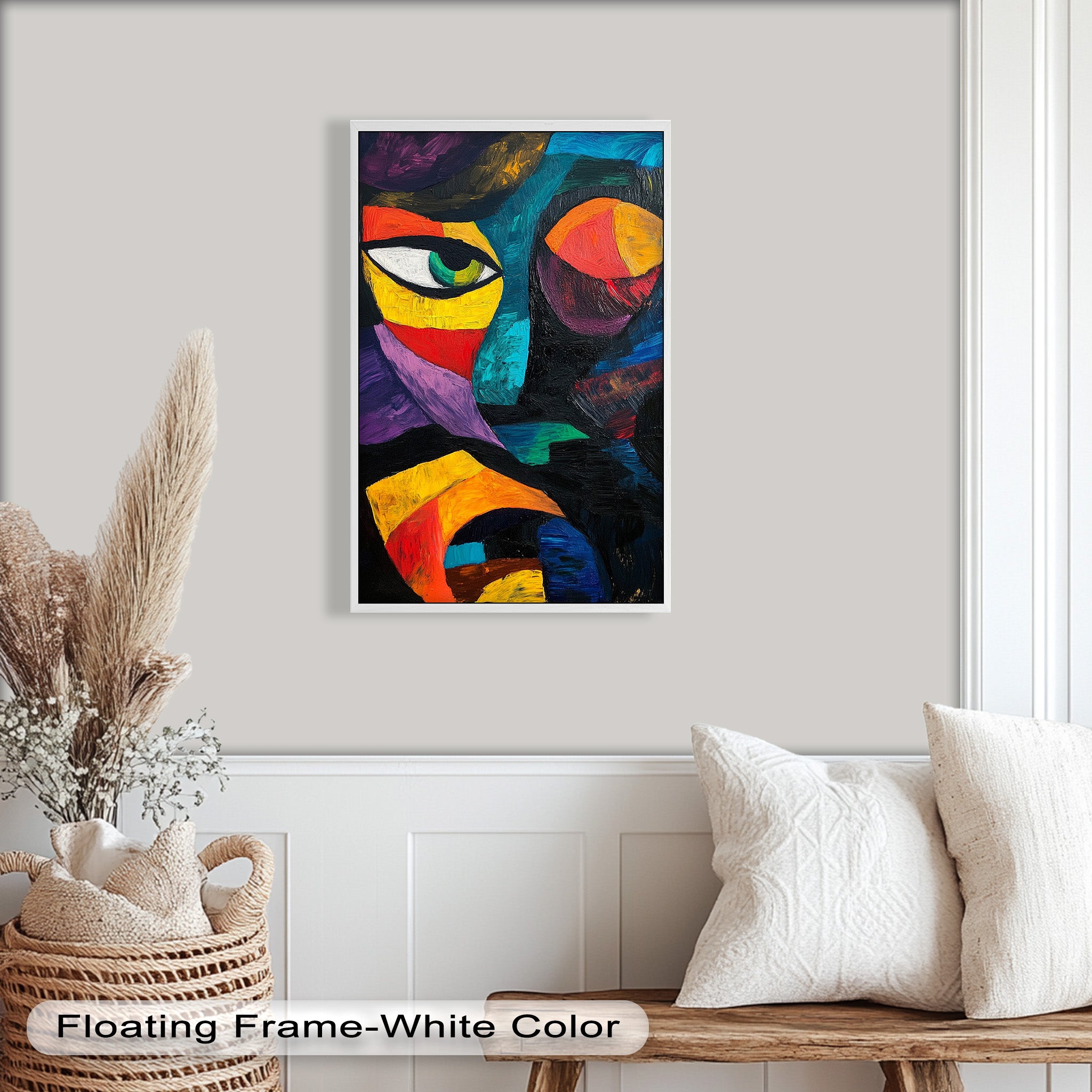 Abstract Eye Expression Fauvism Oil Painting - Modern Wall Art for Living Room, Bedroom & Office Decor