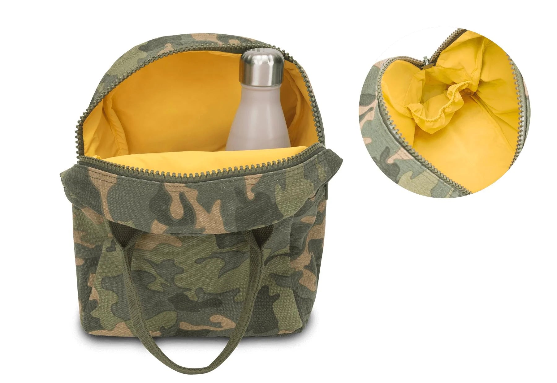 Fluf Zipper Lunch Bag Camo - Insulated Reusable Lunch Box for Work, School & Picnics - Leakproof & Easy to Clean