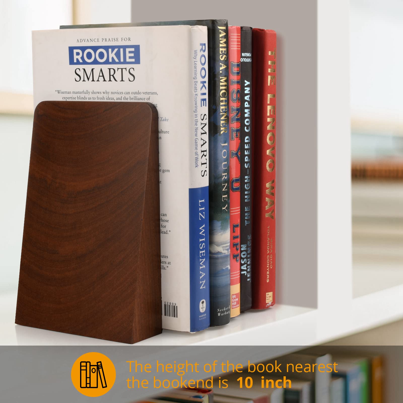 Handmade Wood Bookends for Heavy Books - Large Decorative Book Holders for Shelves - Perfect for Home Office, Library, and Study Room Organization