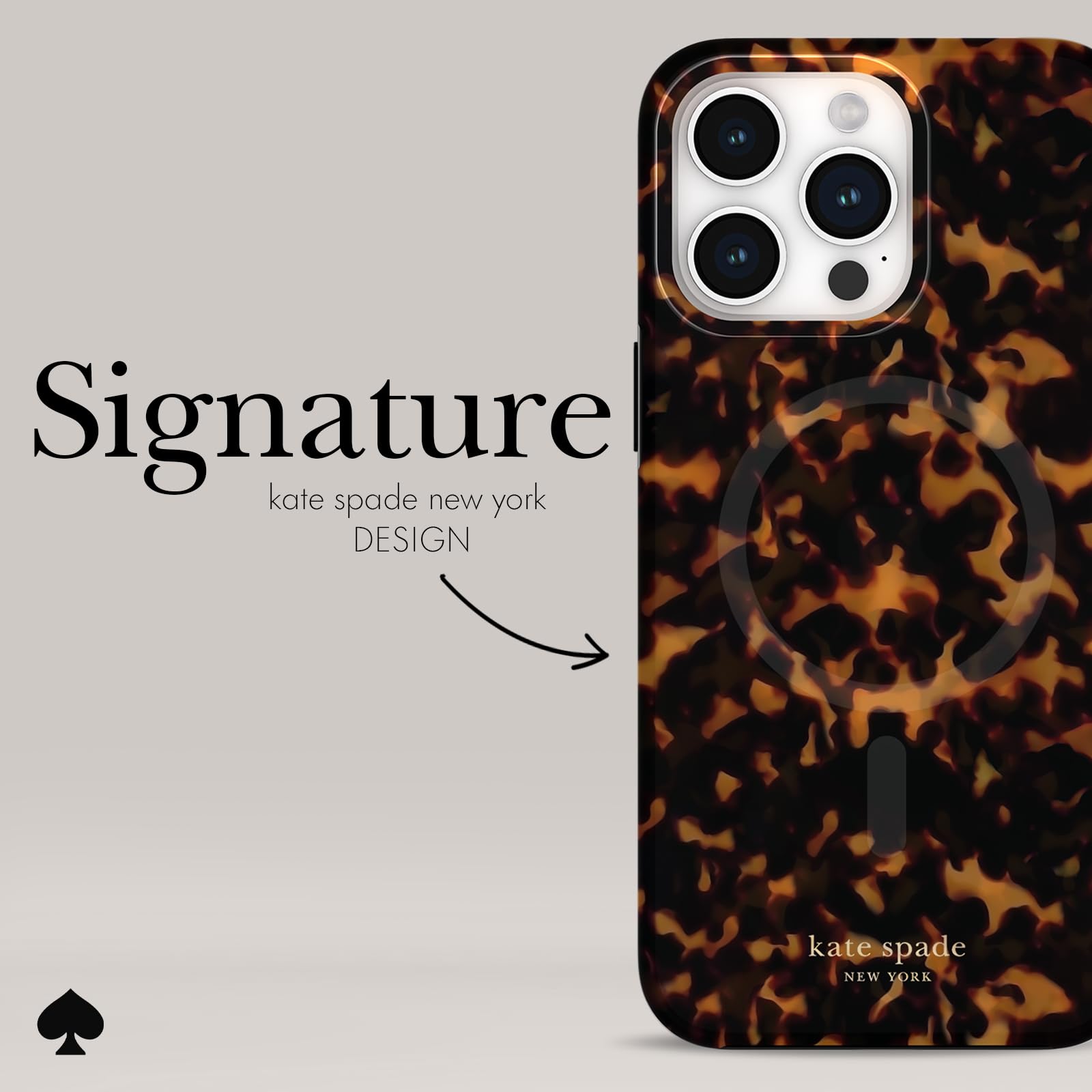 Kate Spade New York iPhone 15 Pro Max Case with MagSafe Compatibility - Stylish Tortoiseshell Design for Women | Perfect for Work, Travel & Everyday Protection