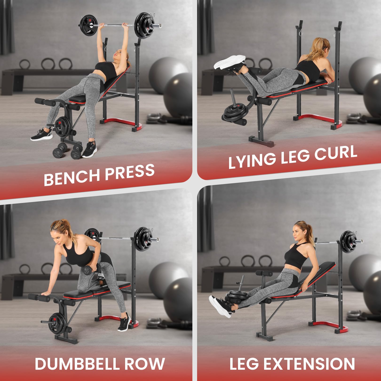 OPPSDECOR Adjustable Weight Bench Set with Leg Developer & Preacher Curl Pad - Full Body Workout Bench Press with Squat Rack for Home Gym - Strength Training Equipment for Men & Women - Perfect for Small Spaces & Home Fitness Routines