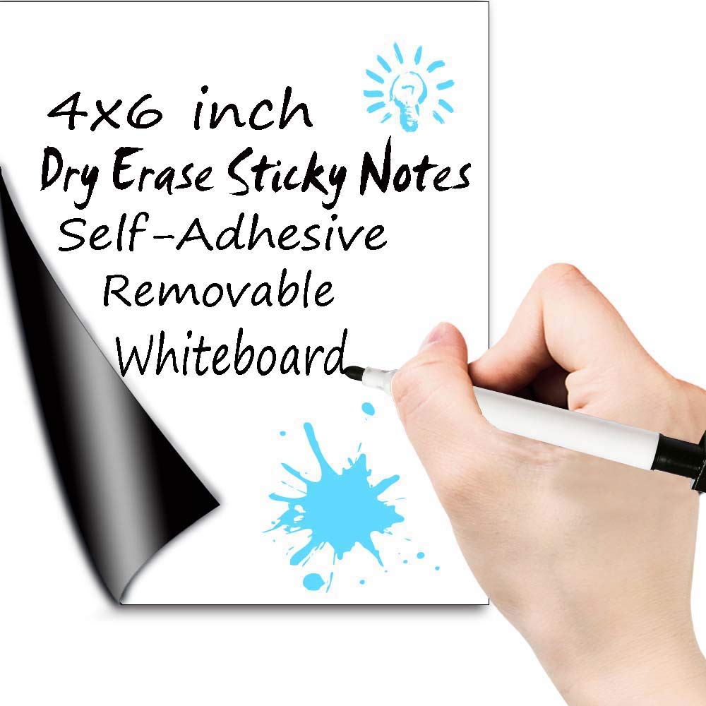 Bieco 4x6 Inch Reusable Dry Erase Sticky Notes - Self-Adhesive Whiteboard Pads for Refrigerator, Kitchen, Office & Classroom (10-Pack) | Perfect for Grocery Lists, Reminders & Family Messages