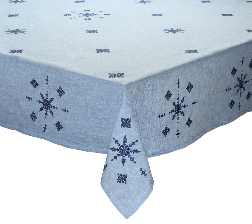 Premium Fez Tablecloth in Periwinkle & Navy - Elegant Moroccan-Inspired Table Cover for Dining, Parties, and Home Decor