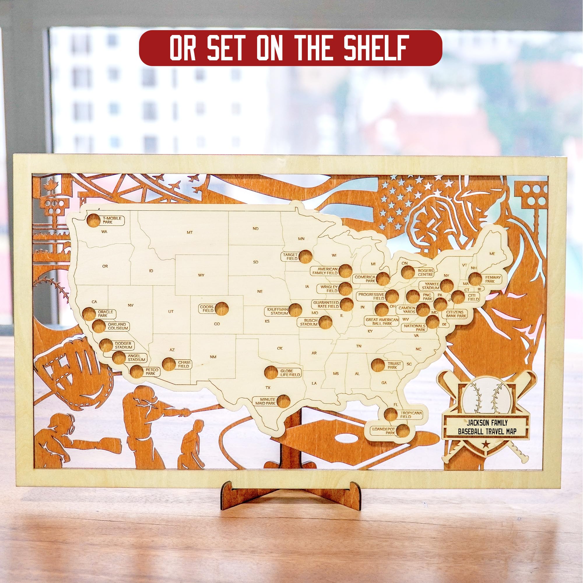 Custom Baseball Stadium Map Tracker - Personalized MLB Ballparks Visited Poster | Unique Baseball Gift for Men, Dad, Husband & Coworkers | Perfect for Valentine's Day, Christmas & New Year Gifts | Great for Sports Fans, Office Decor & Man Cave Wall Art