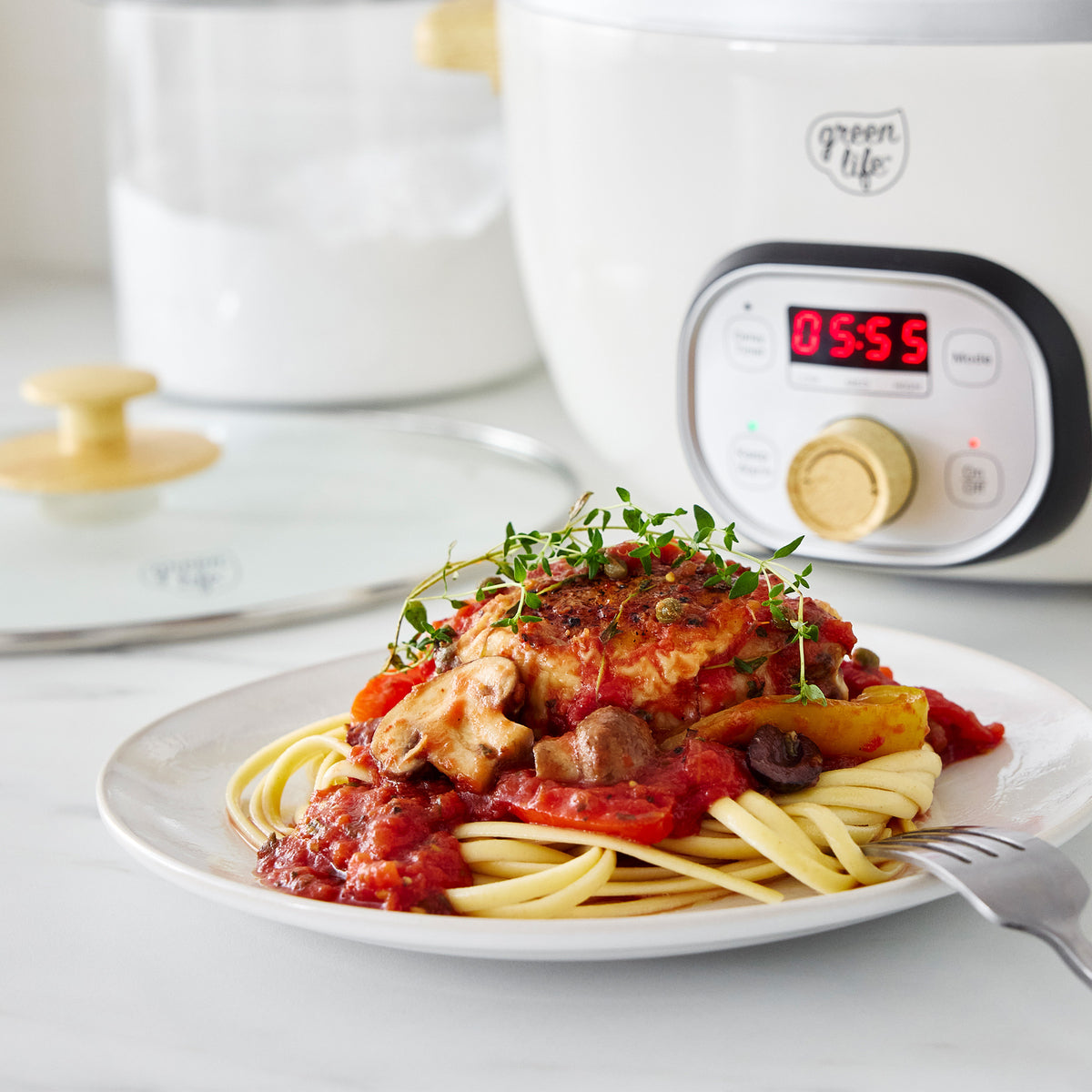 GreenLife Healthy Duo 6 Quart Slow Cooker with Cream Finish | Non-Toxic Ceramic Cooking Pot for Healthy Meals | Perfect for Soups, Stews, and Family Dinners