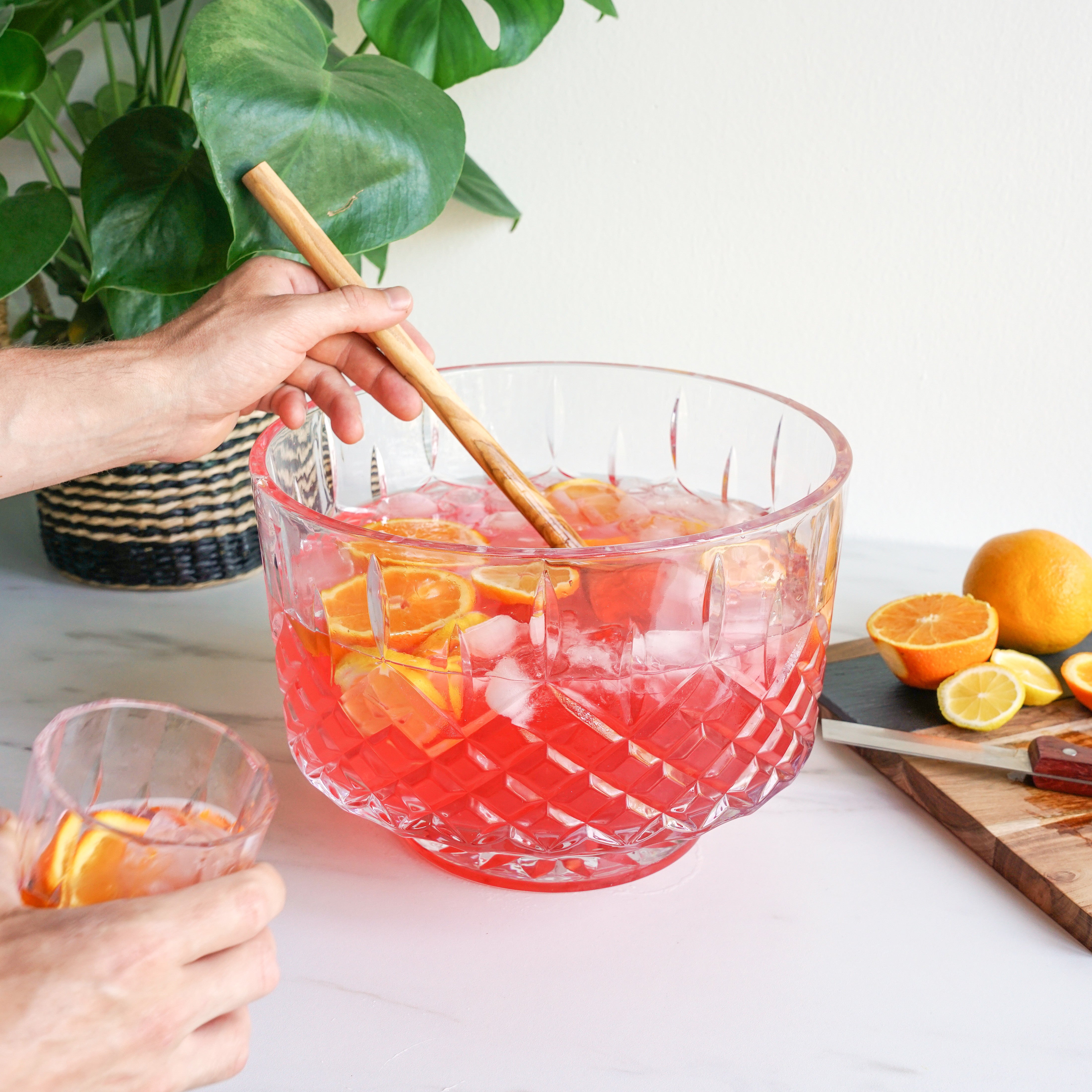 Admiral Crystal Punch Bowl Set - Elegant Glass Serving Bowl for Parties, Weddings & Special Events - Perfect for Cocktails, Mocktails & Beverages