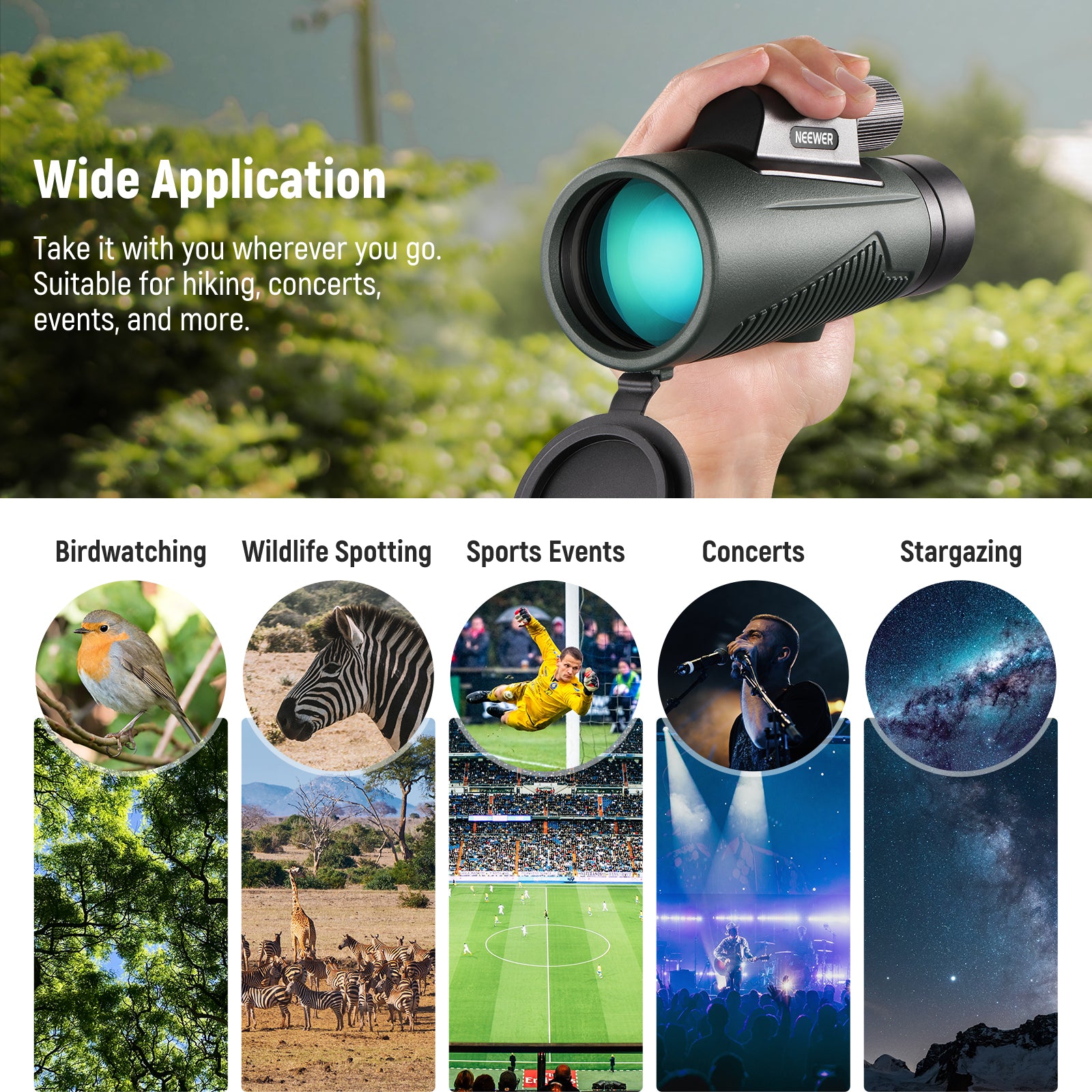 NEEWER 12x50 ED Monocular Telescope with Smartphone Adapter - High Power Compact Spotting Scope for Bird Watching, Hunting, Hiking & Outdoor Adventures