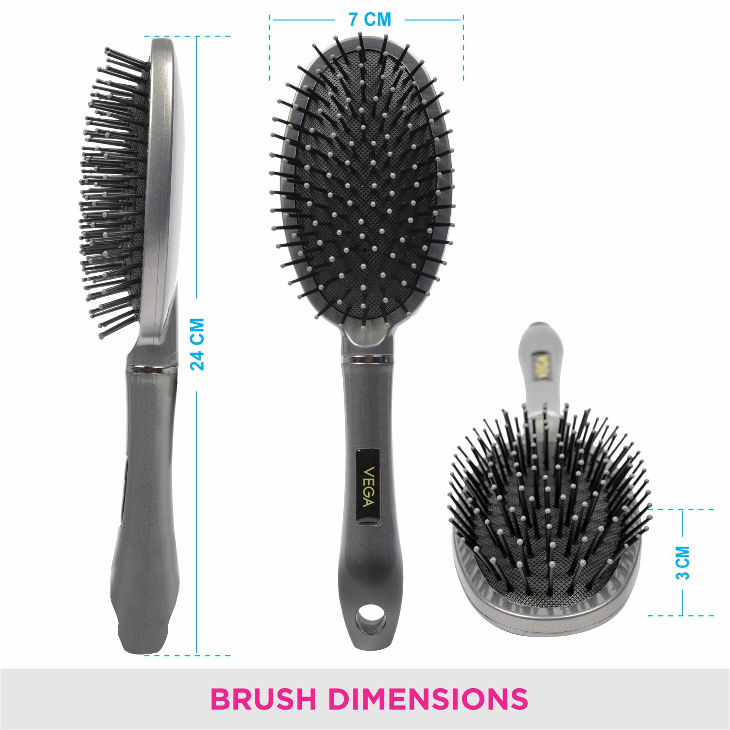 VEGA Cushioned Hair Brush for Healthy Hair Growth - Detangling & Styling Brush for Women & Men - Perfect for Daily Hair Care & Salon Styling at Home