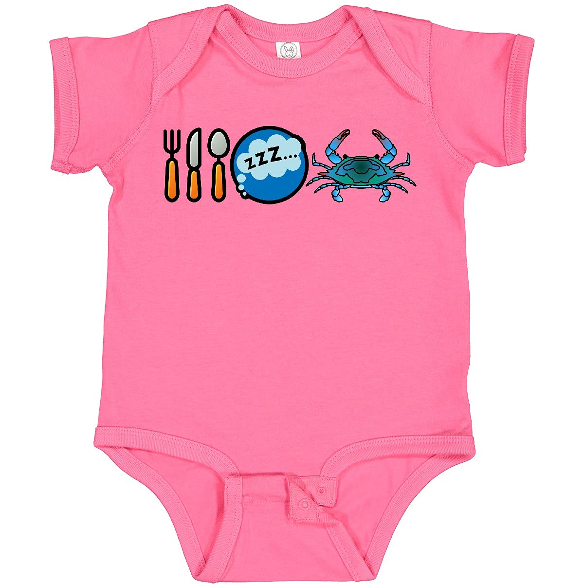 Inktastic Eat Sleep Eat Crab Baby Bodysuit - Cute Crab Design Cotton Onesie for Infants & Toddlers - Perfect for Beach Vacations, Family Photos & Everyday Wear