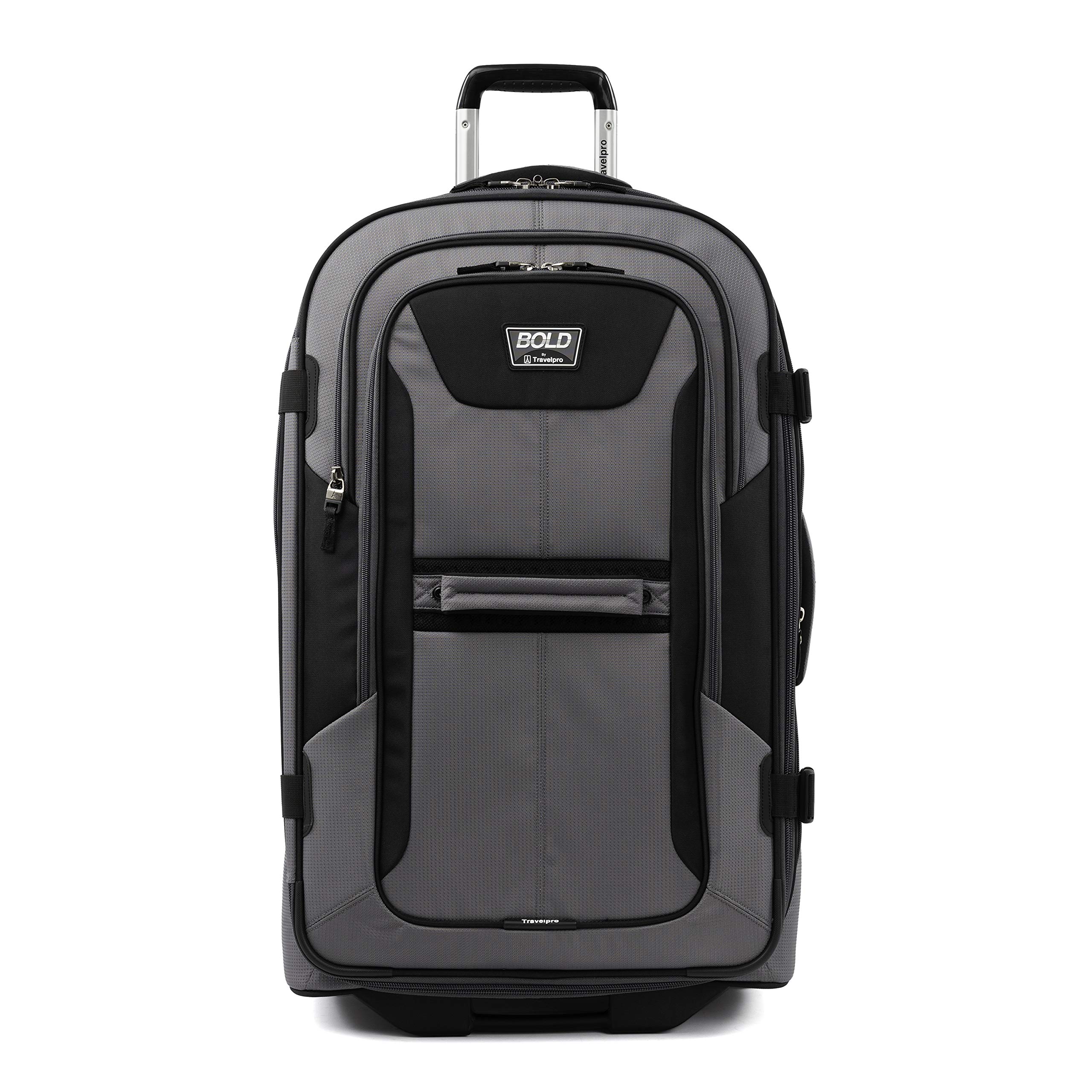 Travelpro Unisex-Adult Bold Softside Expandable Rollaboard Upright Luggage, Grey/Black, Checked-Large 28-Inch - Perfect for International Travel, Business Trips & Vacation Packing
