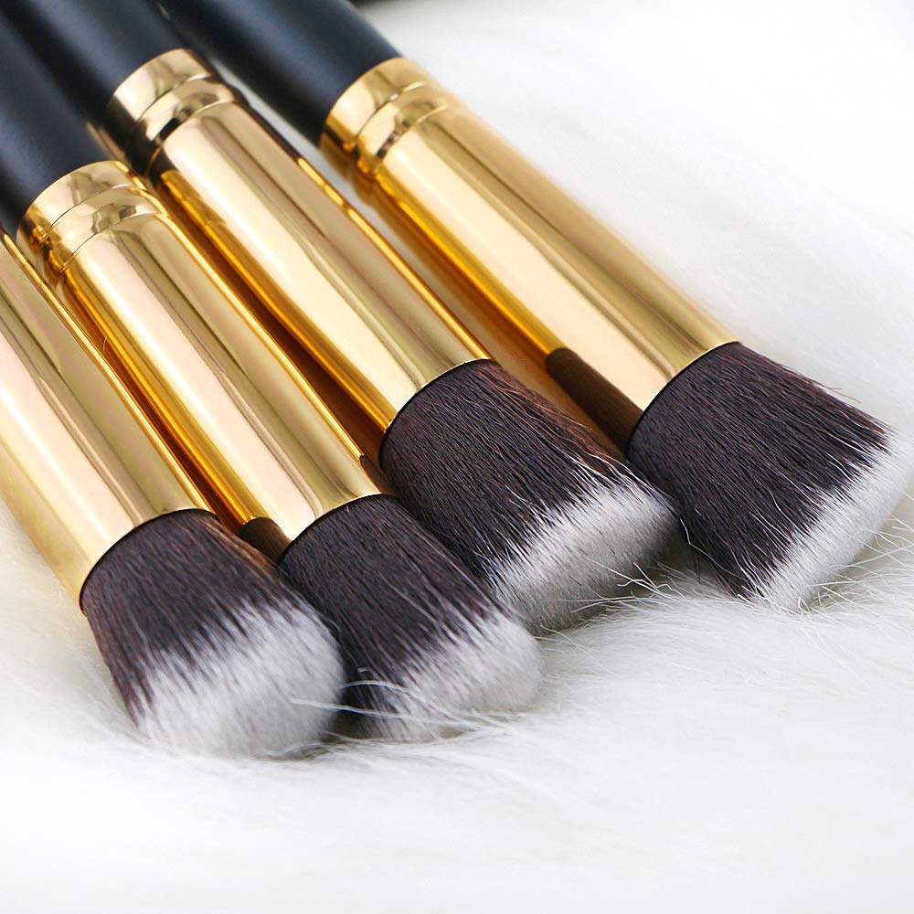 10-Piece Professional Makeup Brush Set - Foundation, Eyeliner & Eyeshadow Brushes with Black Pouch | Perfect for Daily Makeup, Travel & Professional Use