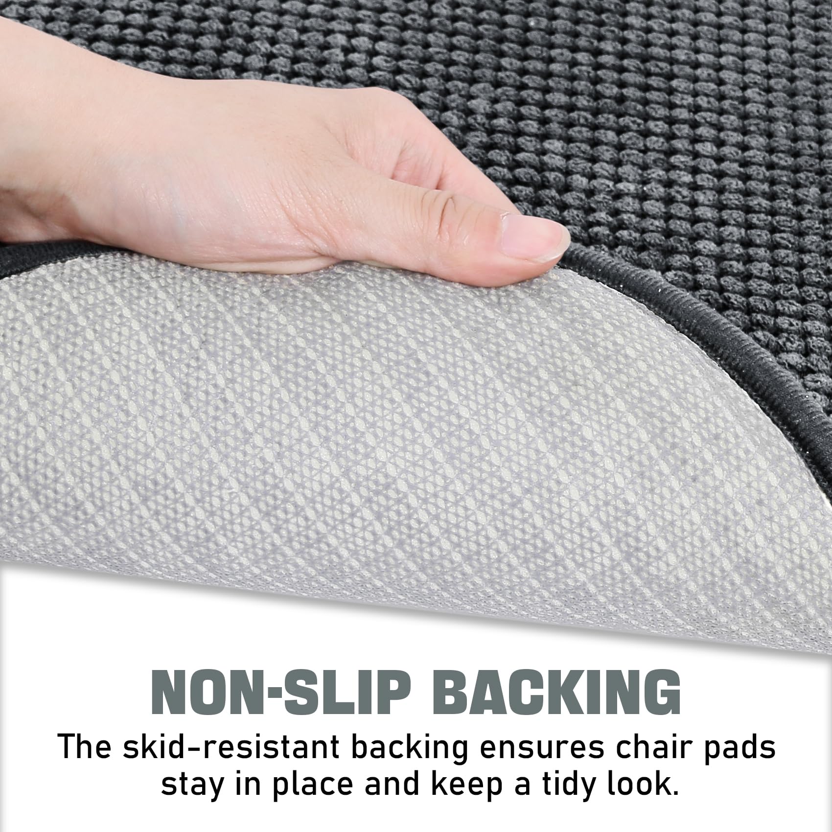 Dark Grey Memory Foam Chair Cushion - 1 Pack D-Shaped Non-Slip Seat Pad for Office & Dining Chairs (17