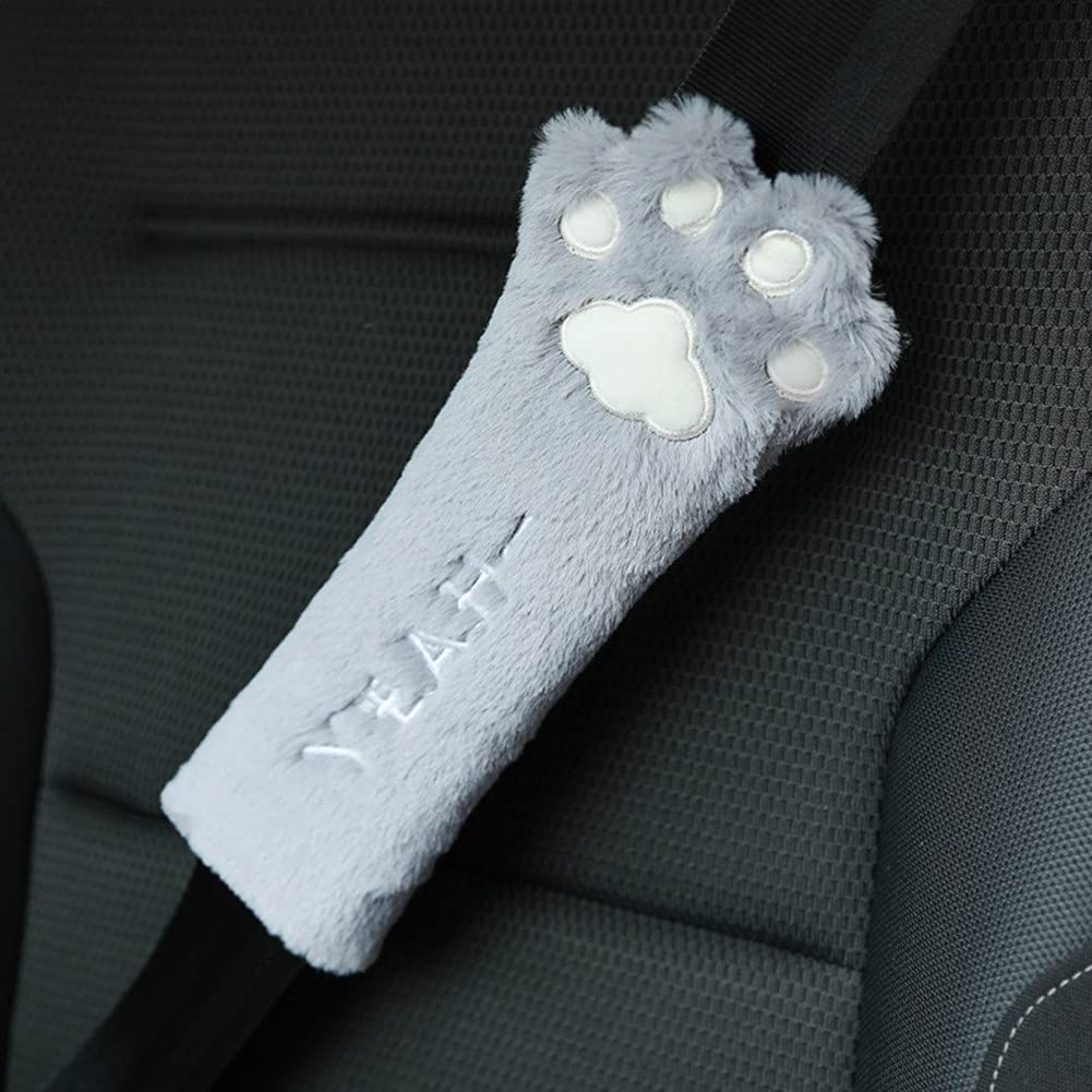 TUOLE Car Neck Pillow & Seat Belt Pad - Cute Pink Cat Claw Design, Comfortable Headrest Neck Support for Travel - Shoulder Strap Protector & Car Rest Pillow (1pc Gray) - Perfect for Long Drives, Road Trips & Commuting