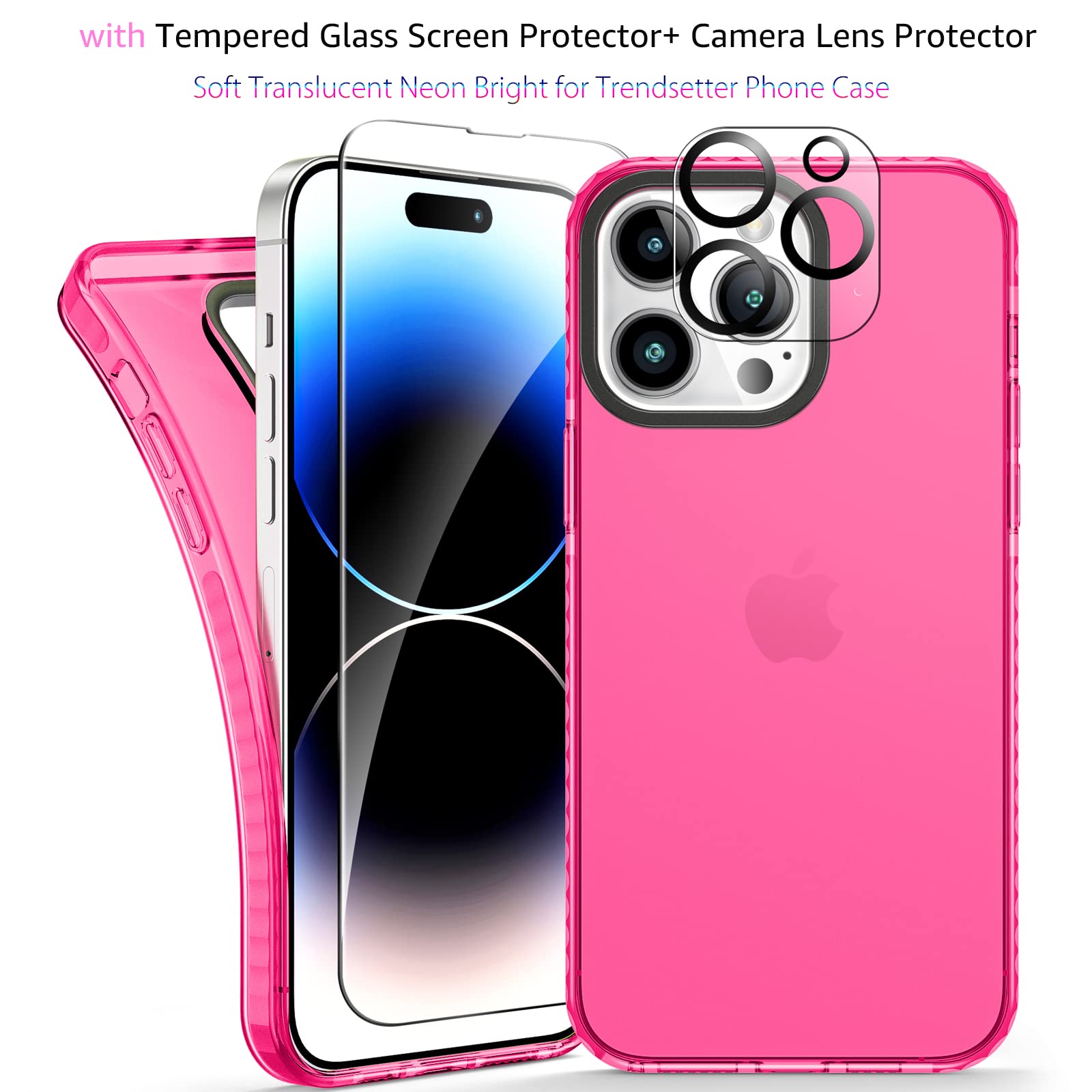 Retro Neon Clear Case for iPhone 14 Pro (6.1 Inch) - Cute 80s Style Vibrant Design Soft Silicone Shockproof Protective Cover with Camera Protector | Perfect Gift for Women, Trendy Accessory for Daily Use & Night Out