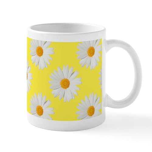 White - Daisy Flower Pattern Yellow Mug