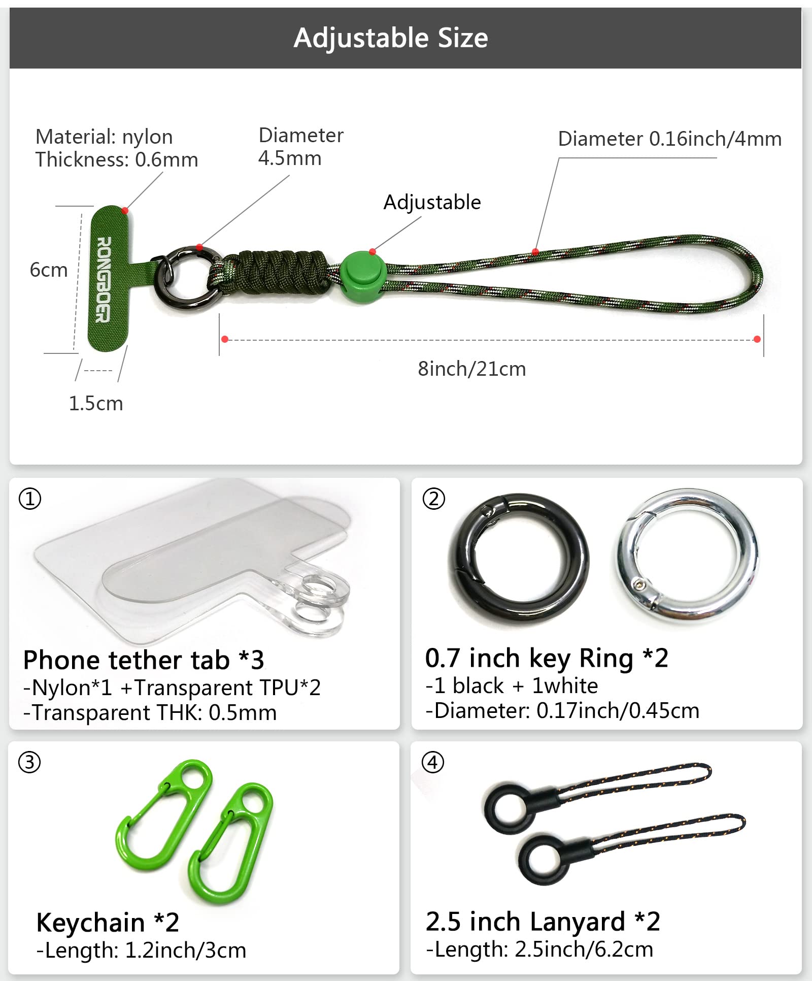Phone Lanyard Wrist Strap for Women - Jungle Green | Secure Keys & Phone for Travel, Work