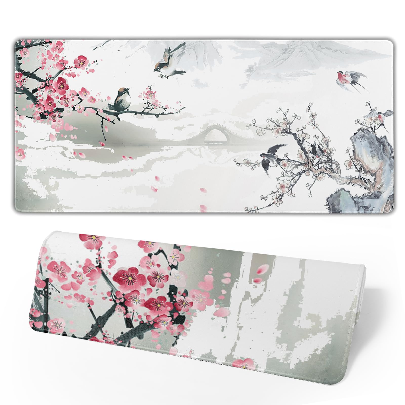 Cherry Blossom Gaming Mouse Pad - Large Non-Slip Desk Mat for PC, Office & Home Use