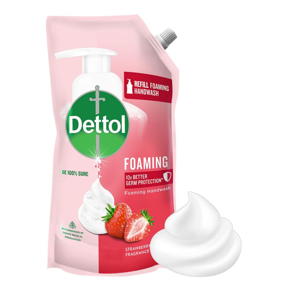 Dettol Foaming Hand Wash Refill - Strawberry Scent, 700ml | Antibacterial Rich Foam | Moisturizing & Gentle on Skin | Perfect for Home, Office & Travel Use