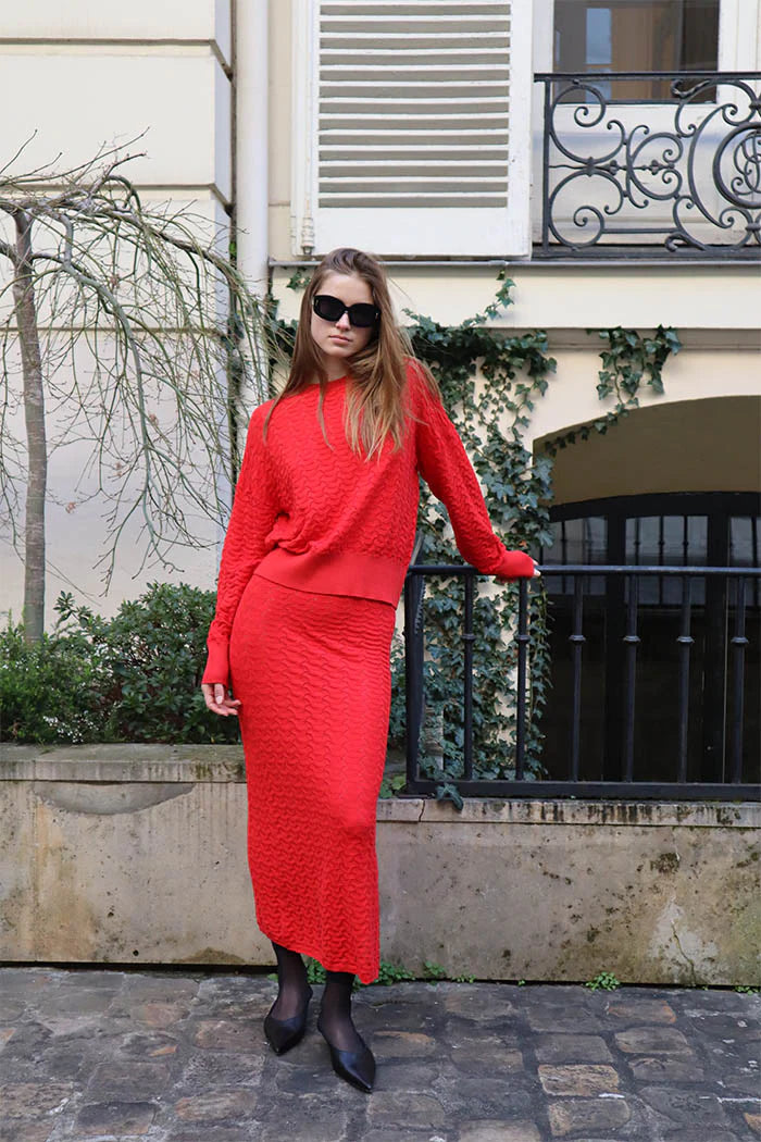 Felix Sweater Women's Red Knit Pullover - Cozy Winter Fashion for Casual Outings & Holiday Gatherings