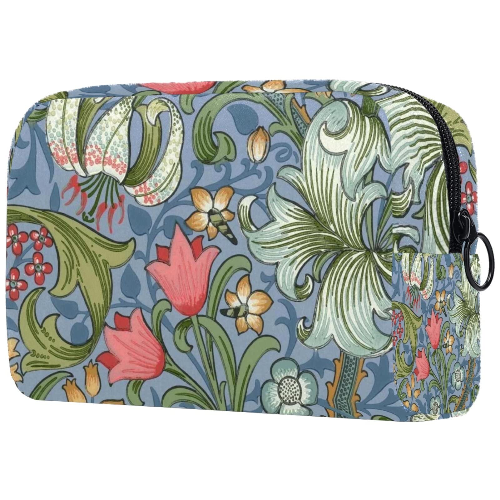 Professional Portable Makeup Bag with Brush Holder - Travel Cosmetic Organizer for Storage (Cartoon Animal & Floral Retro Design) - Perfect for Travel, Home, and On-the-Go Beauty Routines
